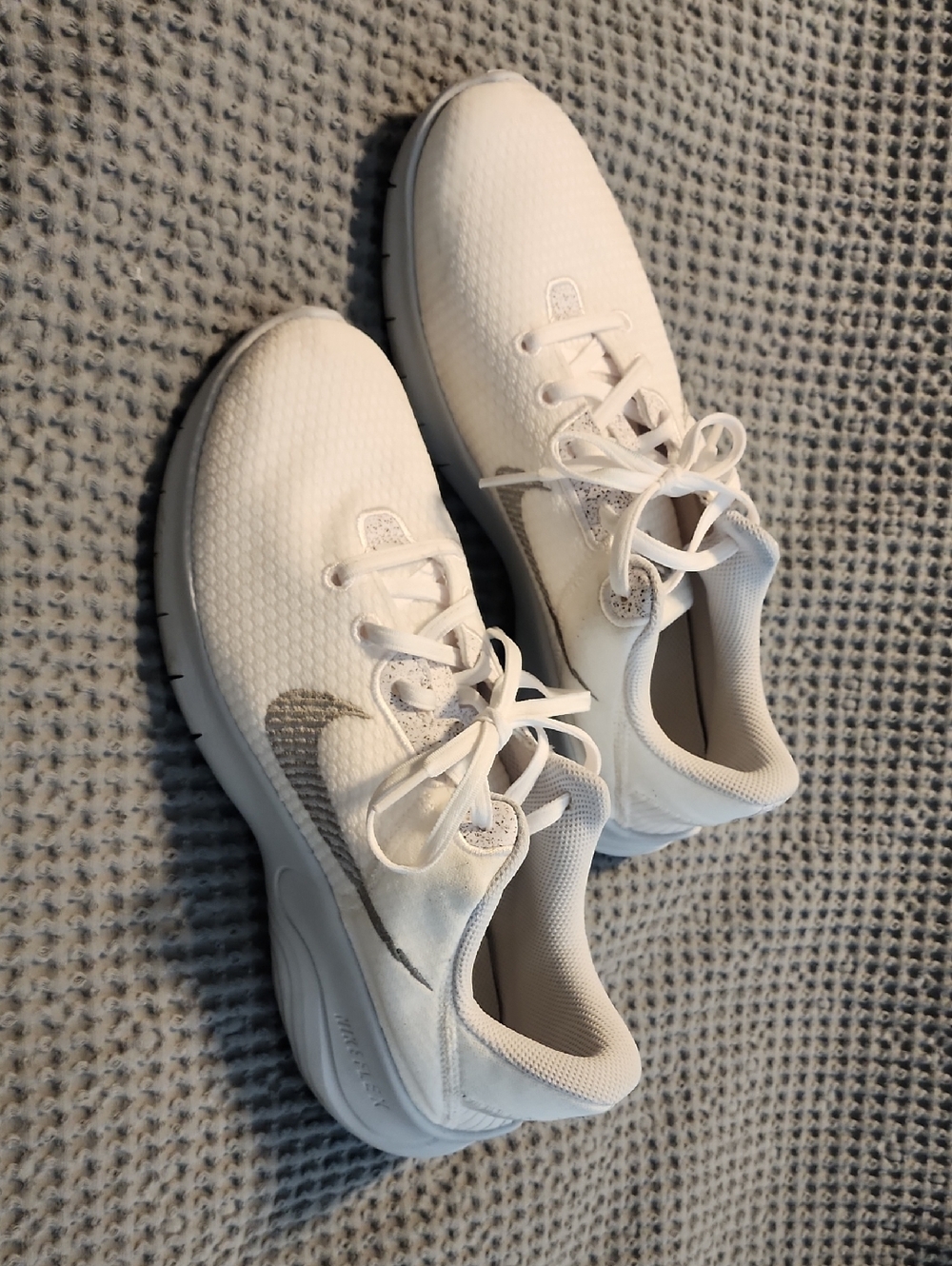 Nike Women's White Athletic Sneakers with Silver Swoosh